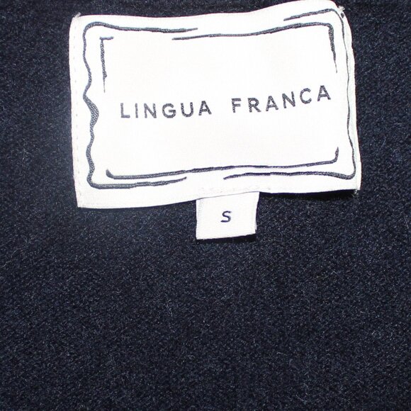 Lingua Franca Wire Montauk Woman crew neck  Cardigan Navy Cashmere size Small - Picture 7 of 9